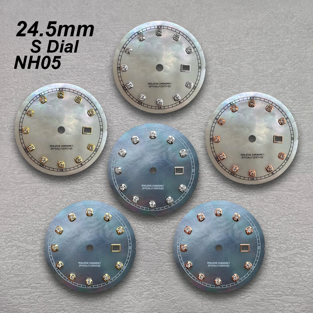 

24.5mm S Logo Diamond Shell Dial Fit NH05 Japan Movement Ladies High Quality Watch Modification Accessories