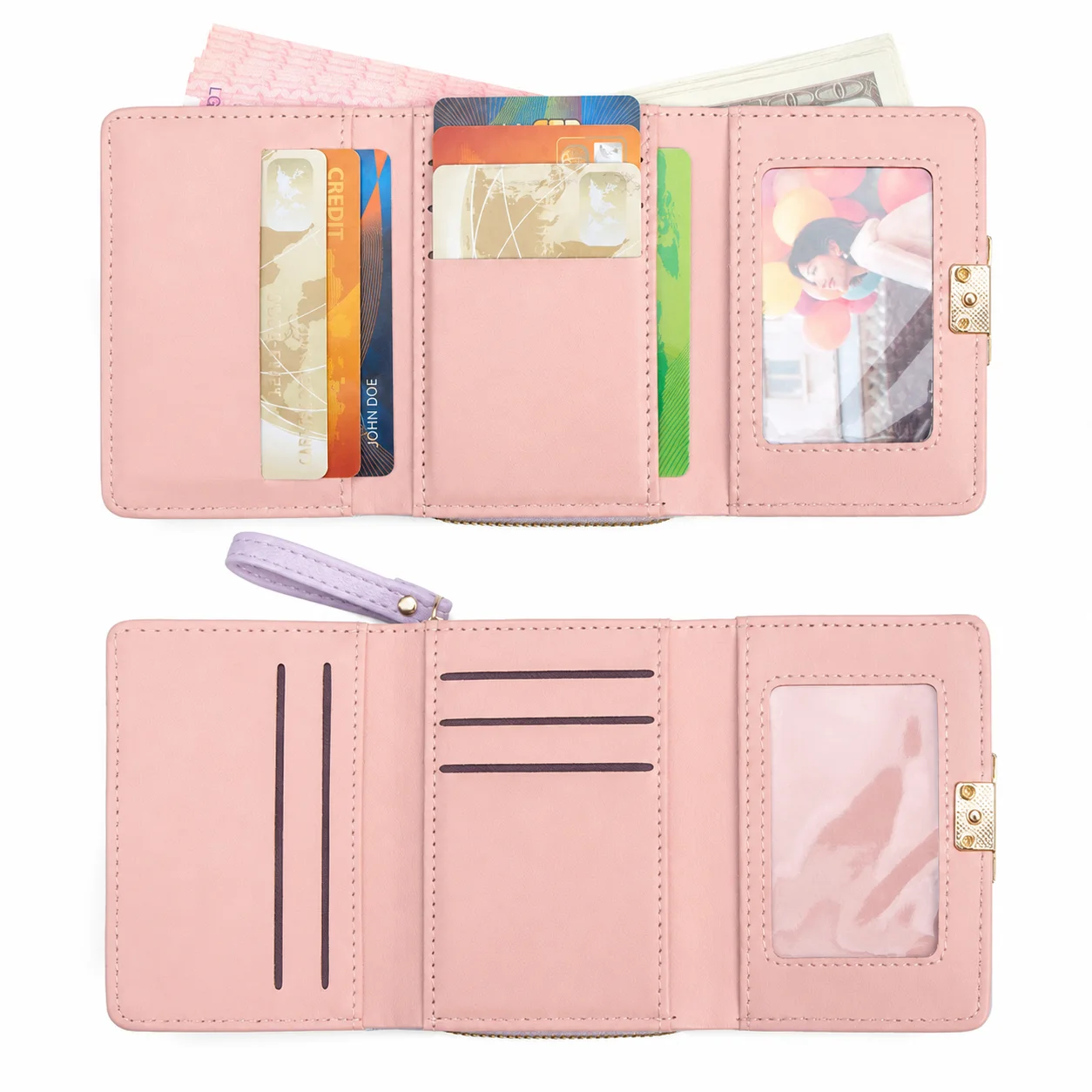 Pu Leather Wallet Premium Tri-Fold Women'S Wallet Quilted Small Purse Stylish Card Holder Wallet For Outings Travel Compact