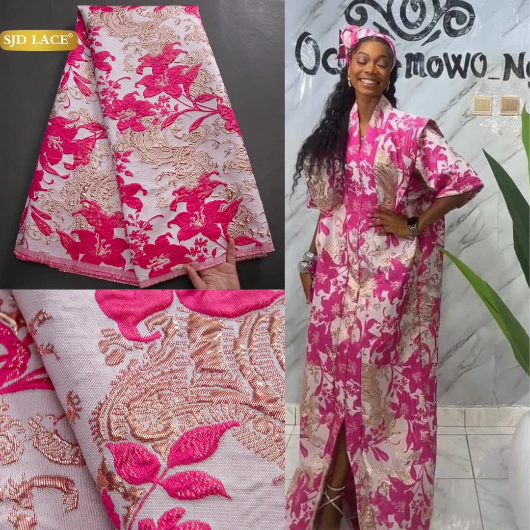 

SJD LACE, французская дамасская парча, кружевная ткань, новинка 2024, африканское жаккардовое позолоченное кружево, нигерийский кружевной материал для женского платья 4329