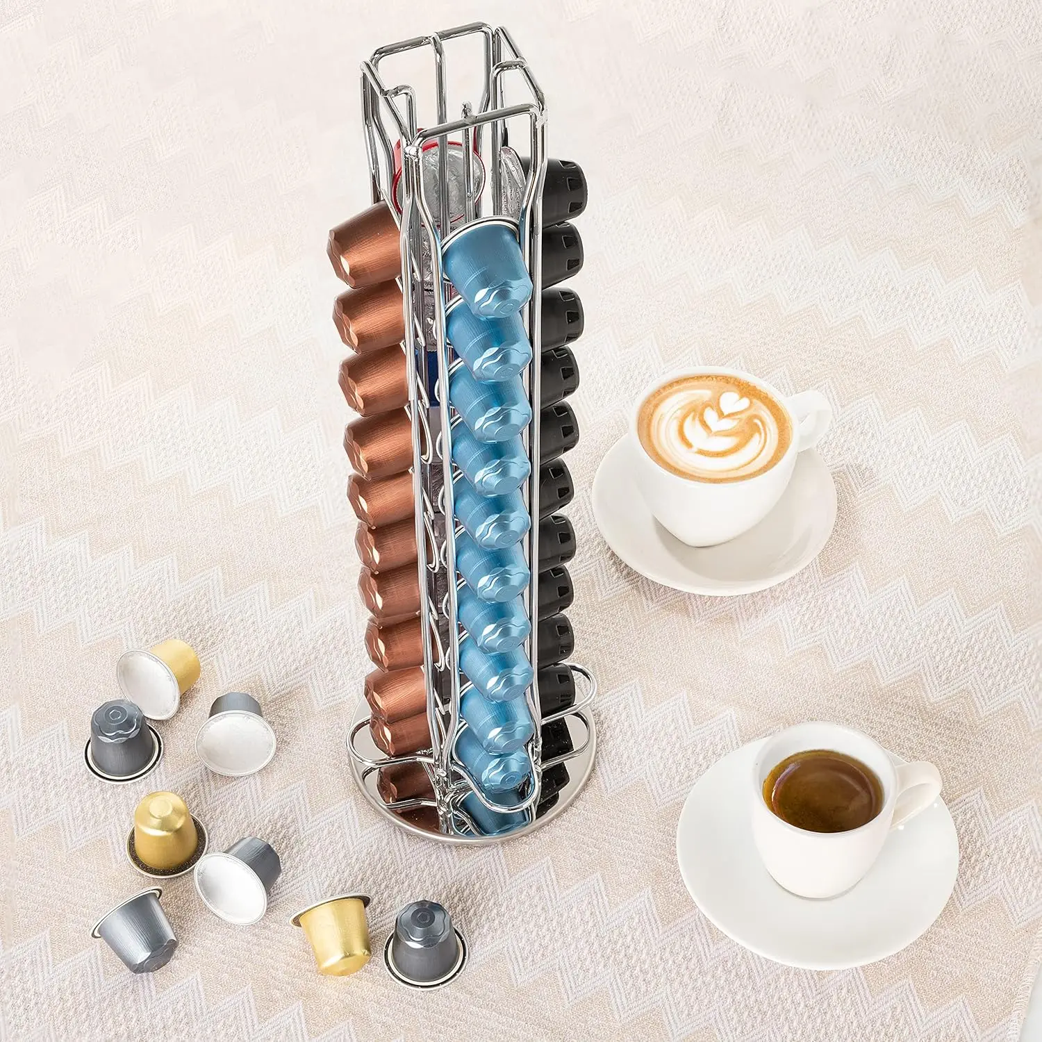 Super life Support rotatif pour 40 capsules de café Nespresso, support de rangement pour capsules de café, étagère d'organisation