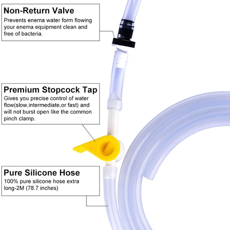 Kit de lavement réutilisable pour la maison, acier inoxydable, non toxique, café, buses, nettoyage du côlon, poignées, bœuf, 2L, E27, 1 ensemble