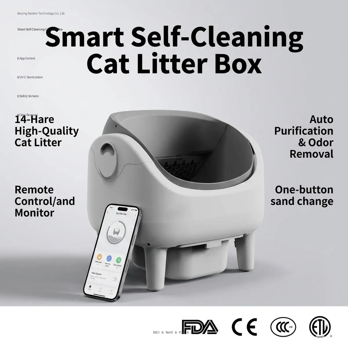 Full Open Intelligent Automatic Cat Litter Basin ABS Material Shape Maine Cat Deodorization Rubik's Cube Purification Air Muppet