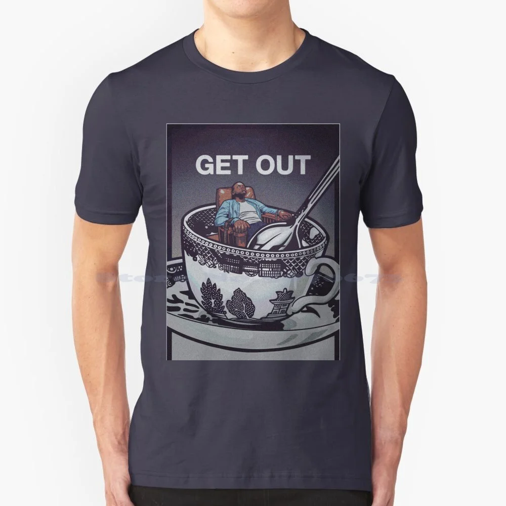 Get Out-Horror Movie Artwork T Shirt 100% Cotton Tee Get Out Horror Movie Black White Film Peele Run Oscar Winner