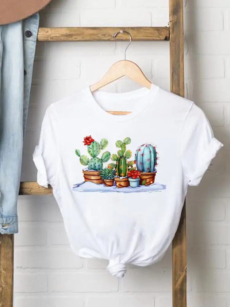 

Cactus Plant Trend 90s Short Sleeve Fashion Women Print T Clothing Casual Clothes Female T-shirts Ladies Graphic Tee