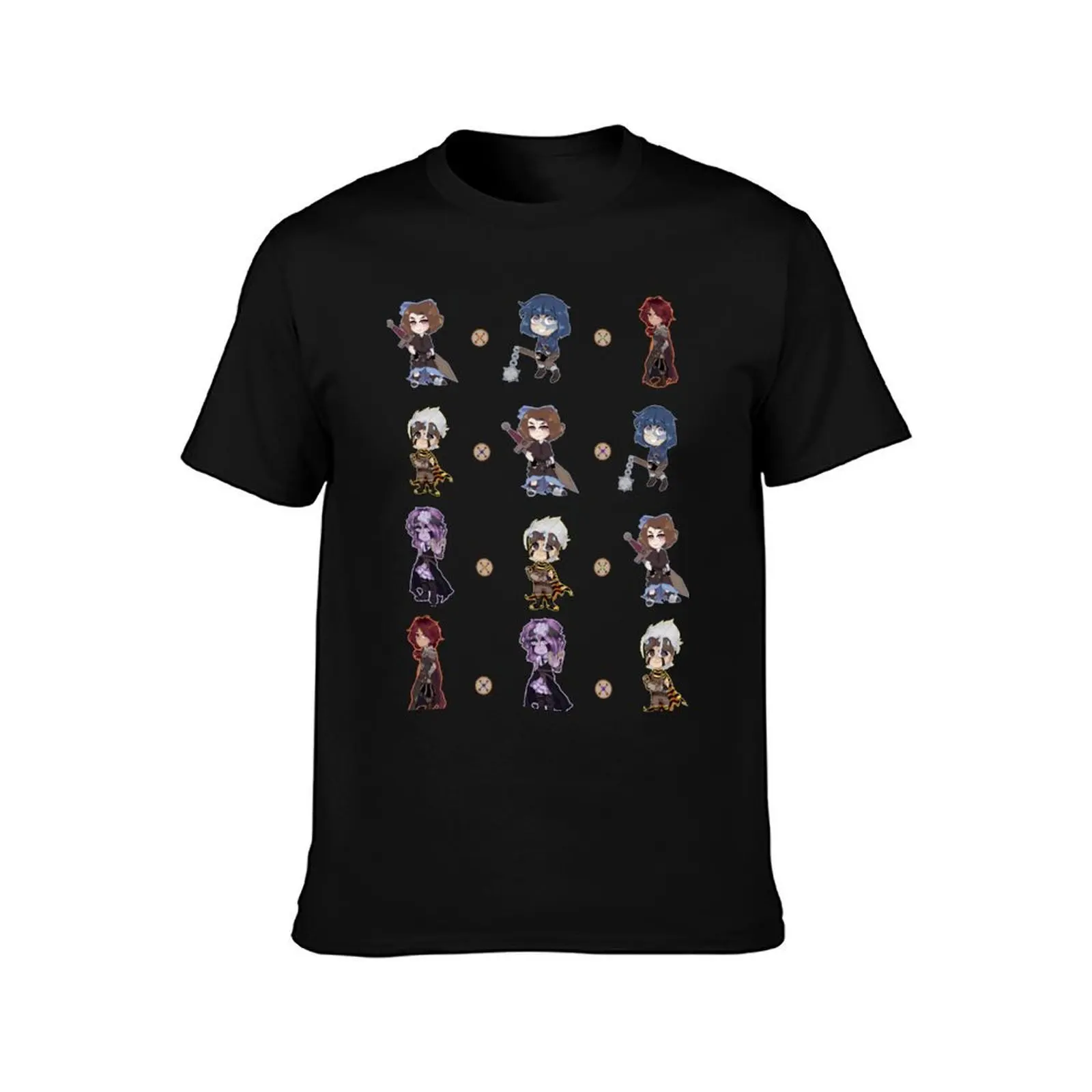 Repeating Warders design T-Shirt, Summer Casual Cotton Tee, Oversized Streetwear Tops, Vintage Graphic Print, Unisex Men Women