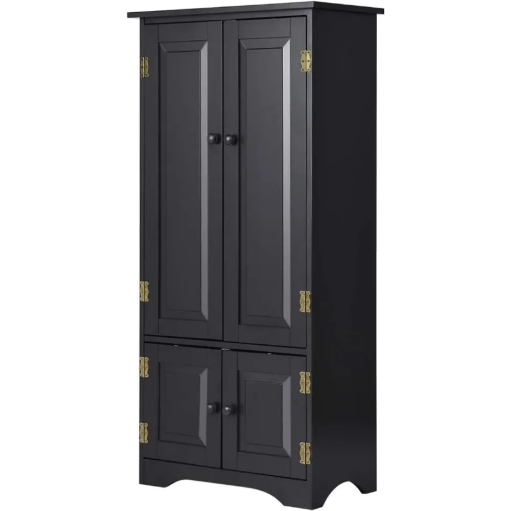 

Accent Floor Storage Cabinet Adjustable Shelves Antique 2-Door Low Floor Cabinet Pantry 24" Lx13 Wx49 H