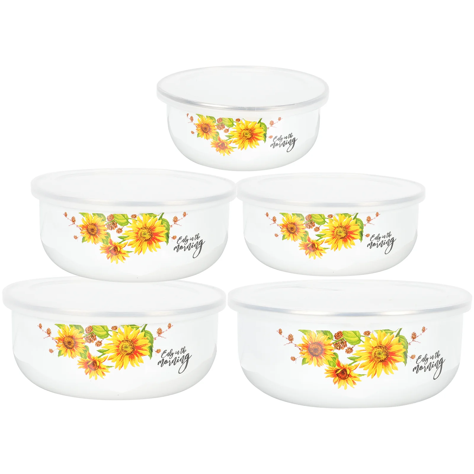 

Unbreakable Bowls Enamel Covered Food Containers with Lids Sealing Salad Office