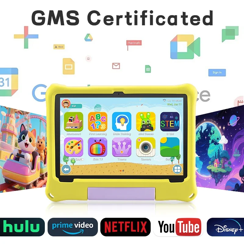 Kids Tablet, Android 15 Tablet for Kids 10.1 inch Octa-Core with Case, 8GB 64GB 1TB Expand for Toddler Children Parental Control