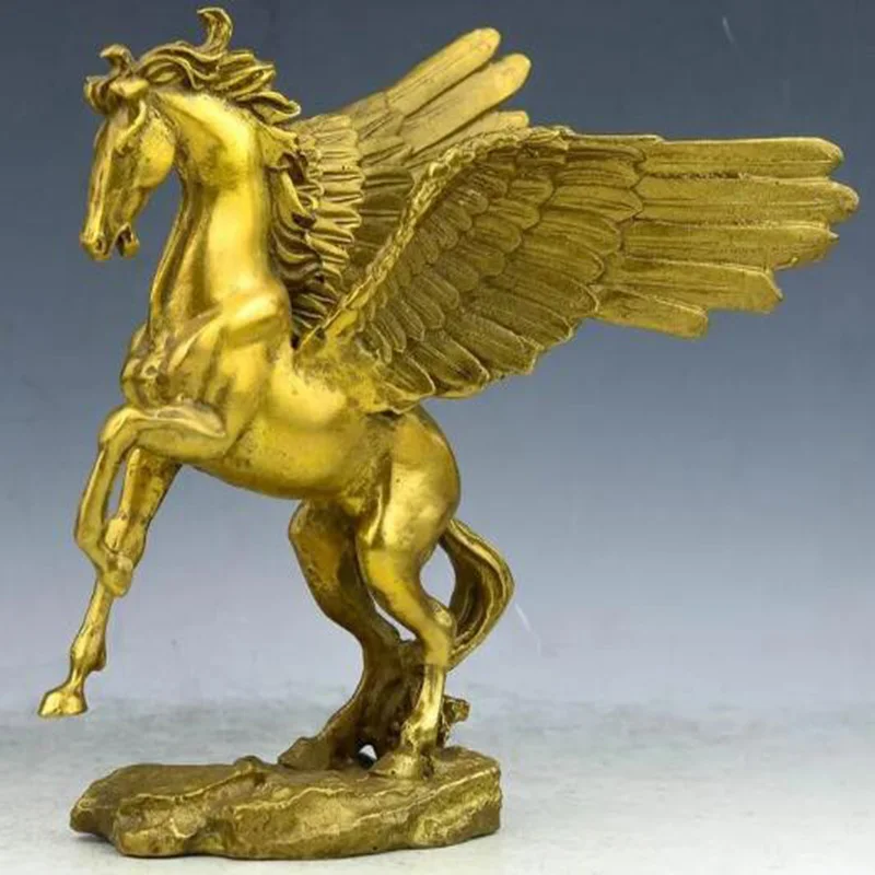 

MOEHOMES Chinese Collect Bronze Fengshui Pegasus Horse Statue Metal Handicraft Home Decorations Buddhism