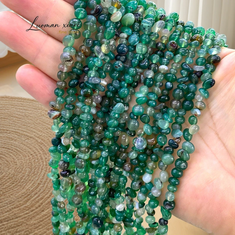 Irregular Gem Natural Stone 0.78M 3-5MM Green Agate Onyx Loose Spacer Beads for Jewelry Making Diy Bracelet Charms Accessories
