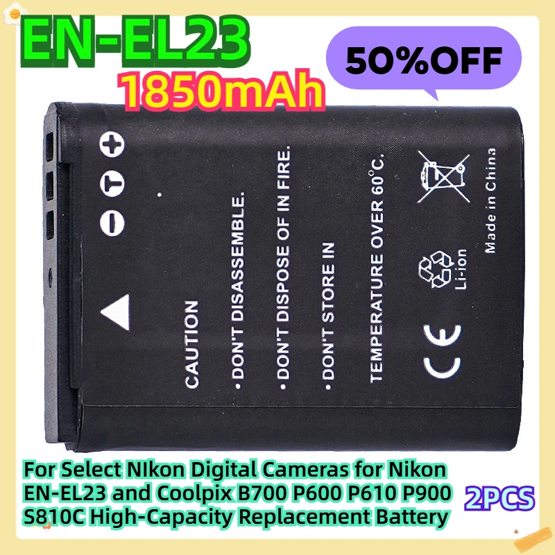 

For Select NIkon Digital Cameras for Nikon EN-EL23 and Coolpix B700 P600 P610 P900 S810C High-Capacity Replacement Battery