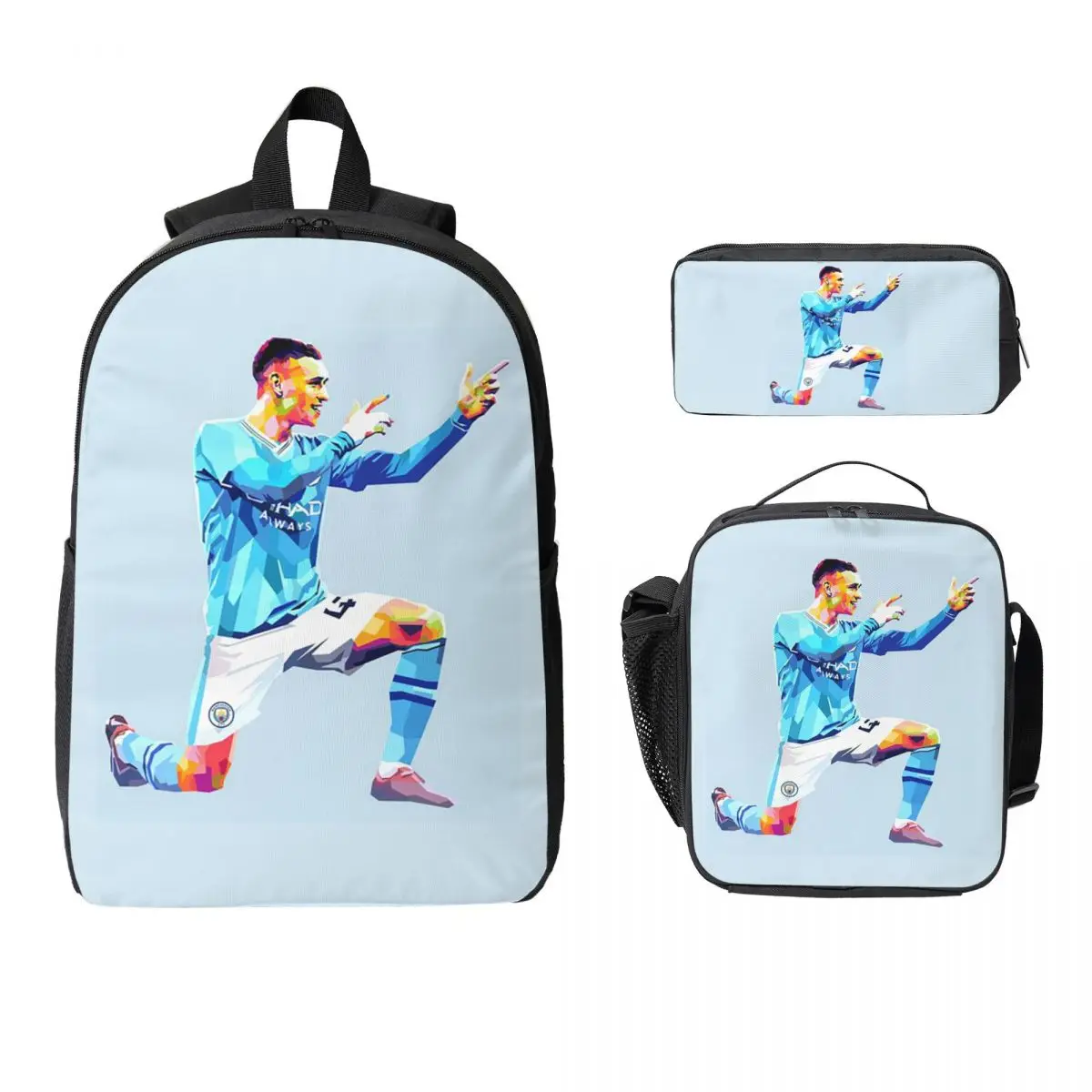

Phil Foden Printing Backpack Boys Girls BookBag School Bag Laptop Shoulder Bags 3ps Insulated Lunch Bag Pencil Case