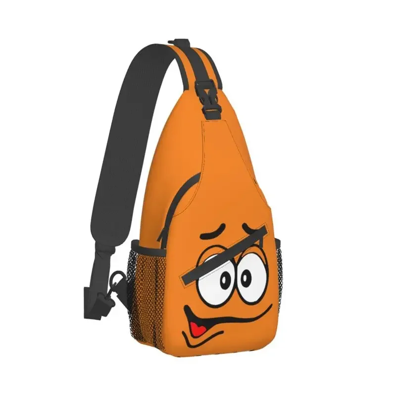 Cool Cartoon Chocolate Orange Candy Faces Sling Bags for Traveling Men's Crossbody Chest Backpack Shoulder Daypack