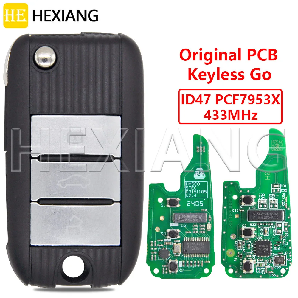 Clé à distance de voiture sans clé pour garage instable, DR Original PCB ID47, puce PCF7953, 433MHz, MG MG5, ZS, MG6, HS 2017, 2018, 2019