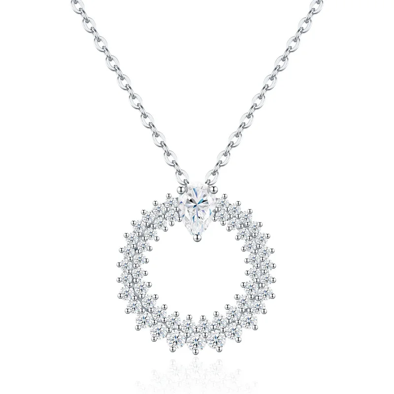 ZFSILVER Fashion Luxury Classic s925 Silver Moissanite Waterdrop Flower Necklace For Charm Women Accessories Jewelry Gift P17908