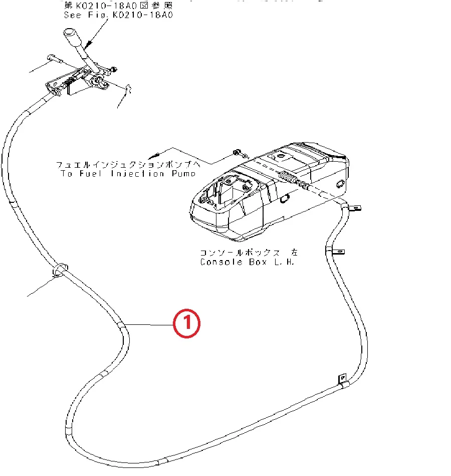 22M-43-21192,FUEL CONTROL CABLE KOMATSUPC40MR-2,PC50MR-2
