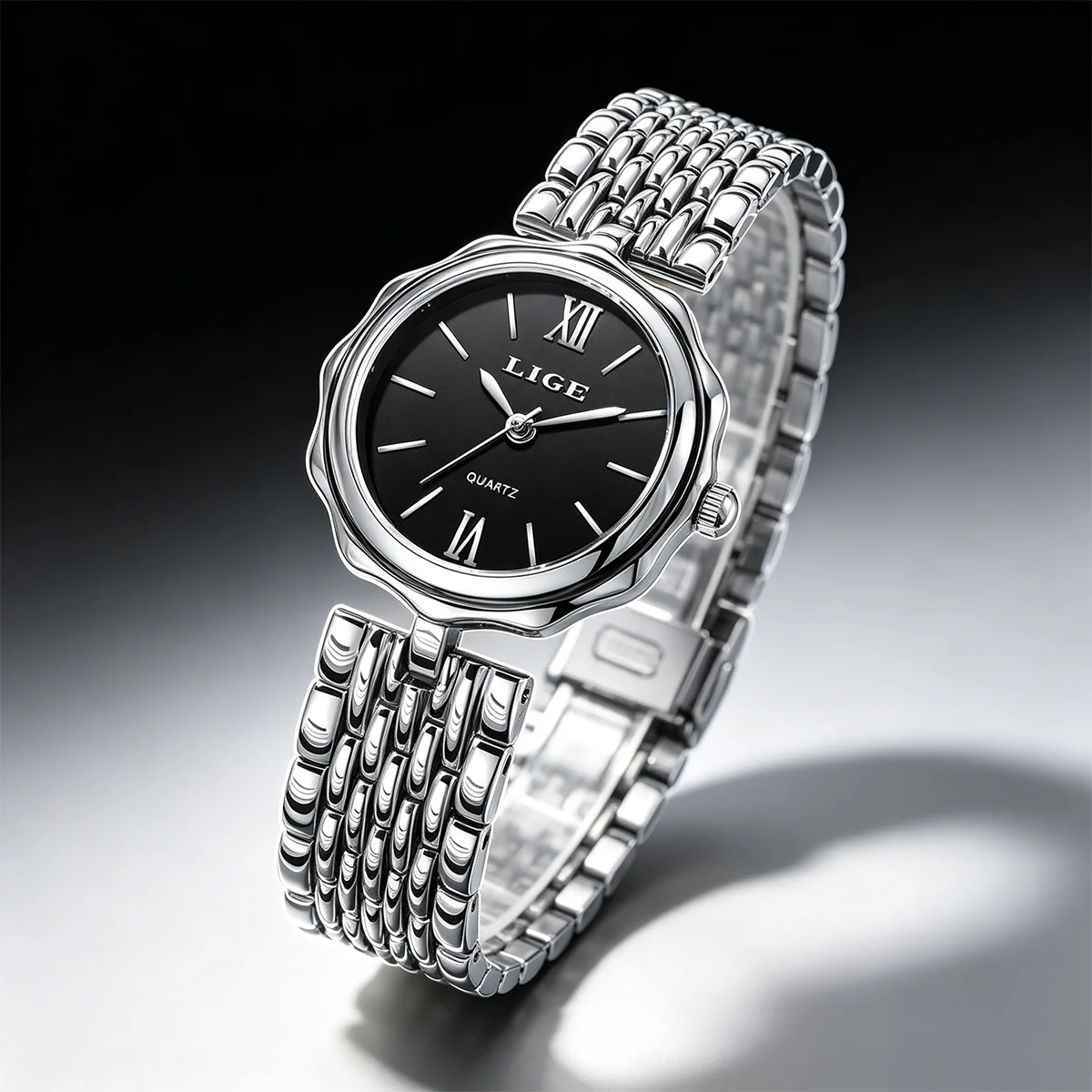 LIGE Elegant Ladies Watches Fashion Stainless Steel Quartz Wristwatches Simple Casual Waterproof Watches for Woman Reloj Mujer