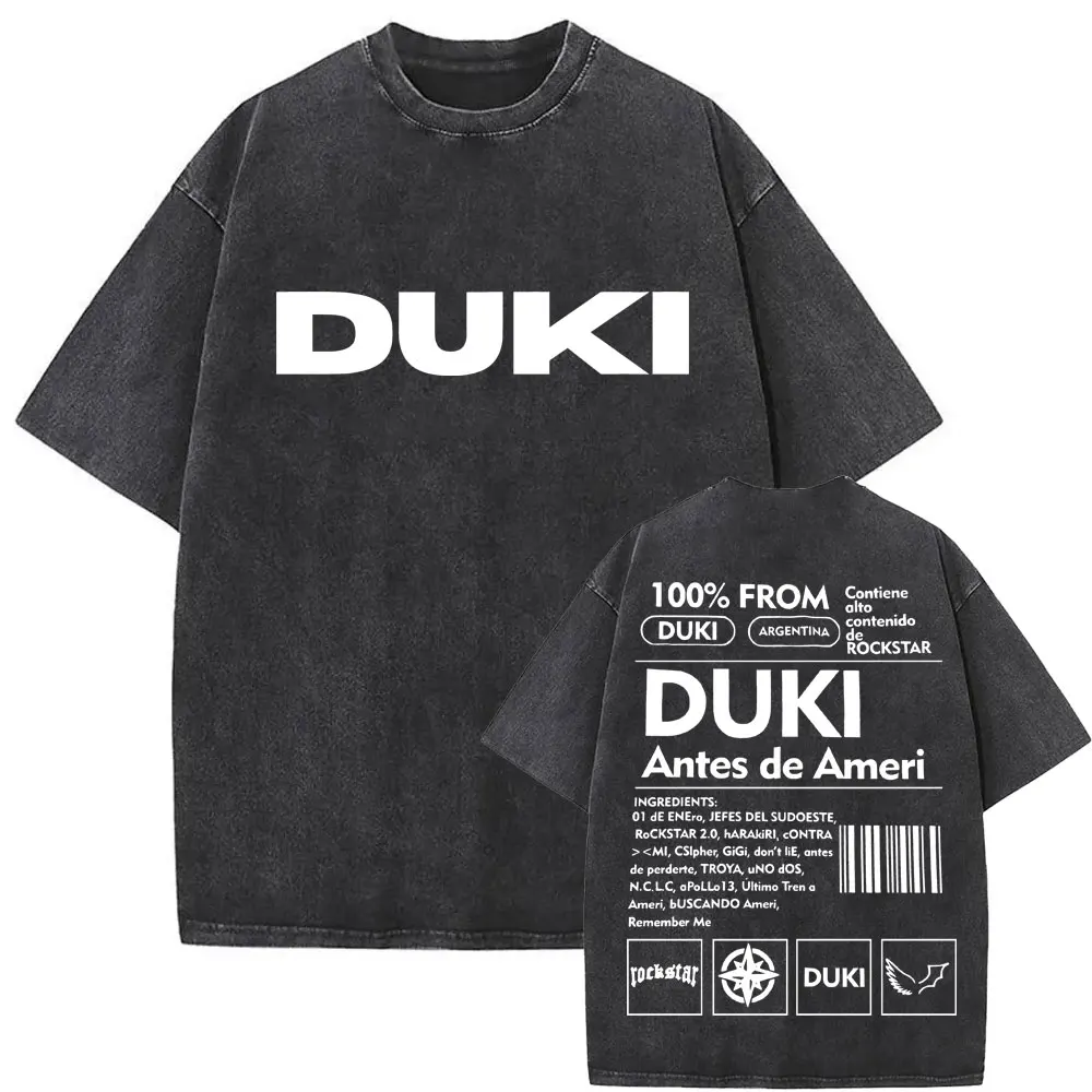 Washed Vintage Rapper Duki Antes De Ameri Merch T-shirt Male Hip Hop Hot New Short Sleeve Men\'s Women Fashion Oversized T Shirts