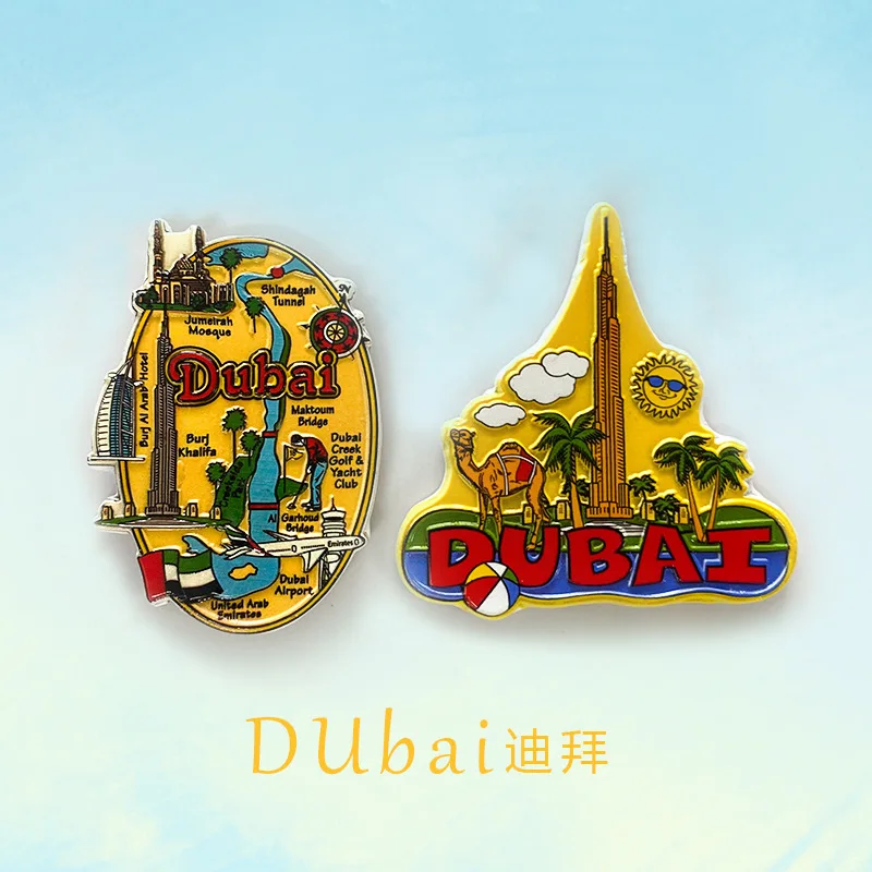 

Dubai, UAE Fridge Magnets with Burj Khalifa, Camel, Palm Trees & Map - Home Decor, Refrigerator Accessories