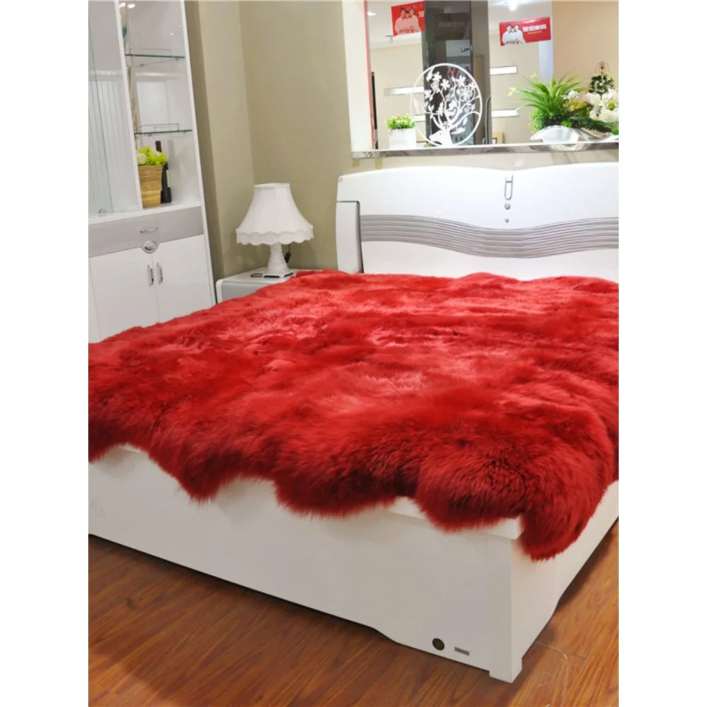 Mongolian Sheepskin Fur Throw Blanket, Real sheepfur blanket bed using 100% wool ,bed blankets