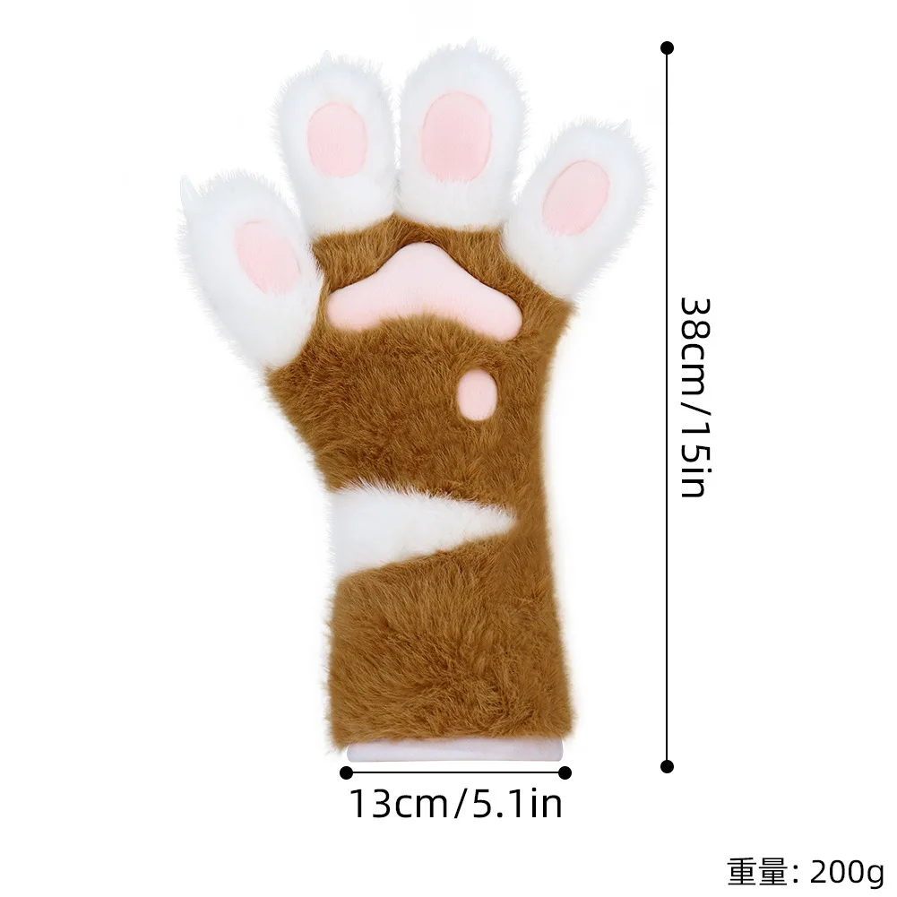 Garra adereços animal grosso palma carne almofada luvas halloween anime artesanal longo peludo luvas de pelúcia bonito cosplay acessórios