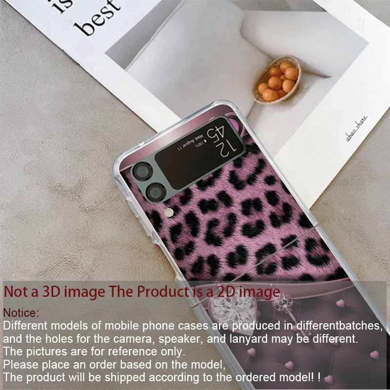 Creative Pink Blue Bow Leopard Printed Clear Phone Case for Samsung Galaxy Z Flip 7 Flip 6 5 4 3 Folding Cover for Z Flip7 Flip5