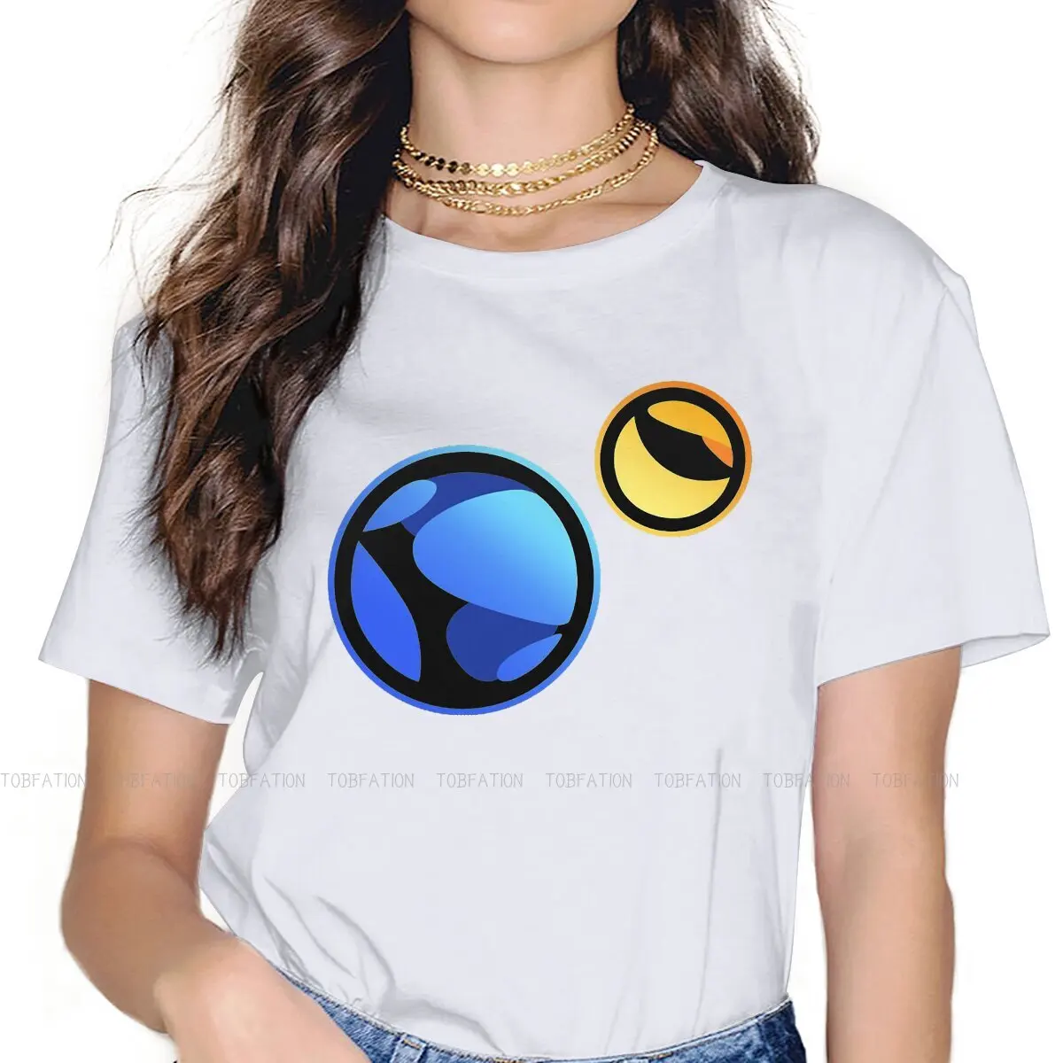 Luna-女の子のための仮想通貨デザインのTシャツ,レトロなクリプトレクチャー,ファイナンスブロック,チェーン付きパーカー,新しいトレンド