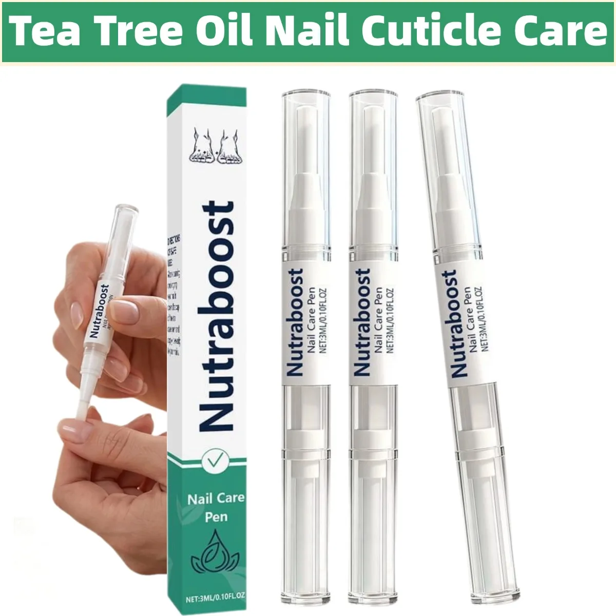 Bolígrafo para el Cuidado de las Uñas con Aceite de Árbol de Té, Hidratación Duradera, Cuidado Suave para Cutículas, Sérum Fortalecedor Científico para Uñas Agrietadas y Frágiles