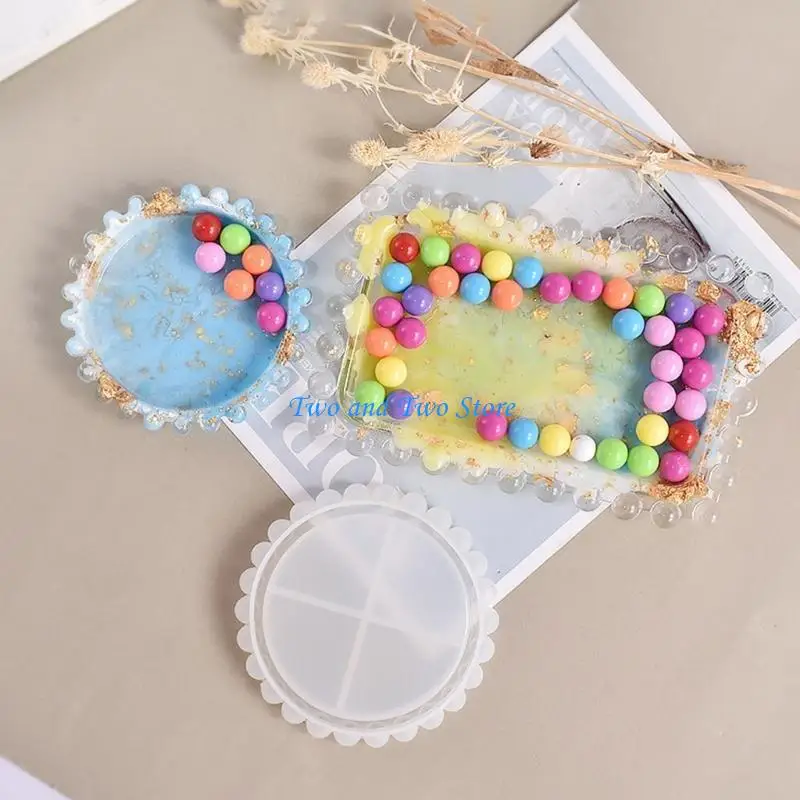 HX6F Fruit Plate Mat Mold Silicone Tea Table Mold Epoxy Resin Casting Molds