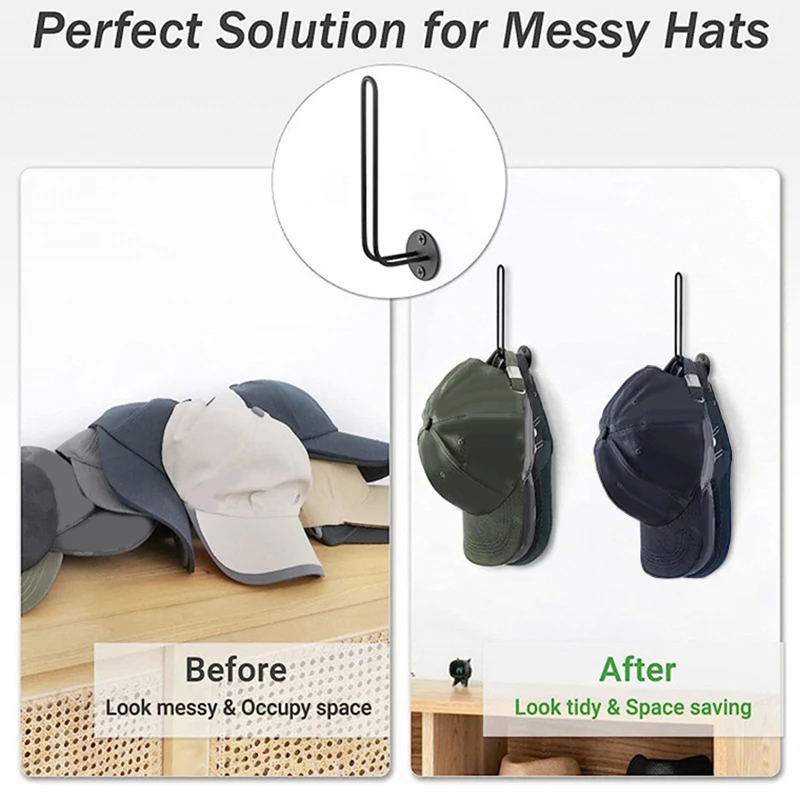 1Pc L-Förmigen Wand Halterung Baseball Hut Halter Organizer Mit Schrauben Metall Kappe Rack Platzsparende Lagerung Rack