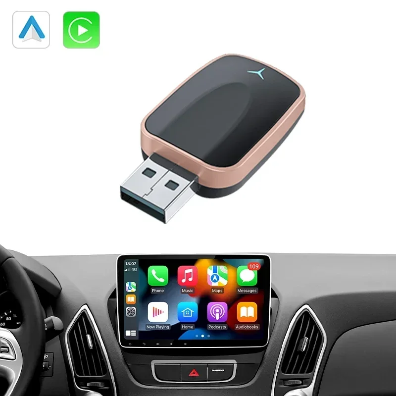 2025 New Wireless CarPlay & Android Auto Adapter, Low Latency, 5.8GHz, Plug & Play, Requires Wired Car Support, Auto Connect