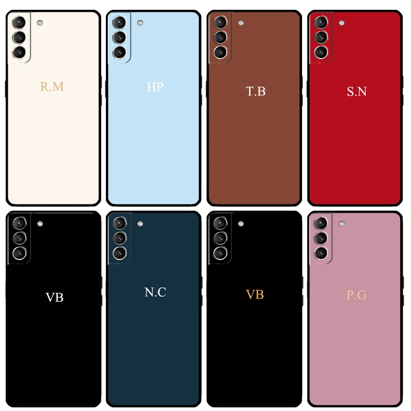 Pastel Custom Initials Monogram Case For Samsung Galaxy S23 Ultra S8 S9 S10 S22 Plus Note 10 20 Ultra S20 FE S21 FE Cover