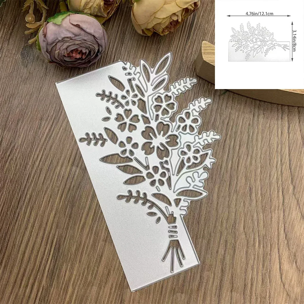 1 pièce Matrices de découpe en métal et pochoirs pour bordure de bouquet de fleurs, pour scrapbooking DIY, fabrication de cartes, décoration d'albums et d'enveloppes