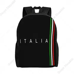 Italian Flag Black Backpack School Bags College Travel Bags Fits 15 Inch Laptop Unisex Polyester with Zipper Cute Backpacks