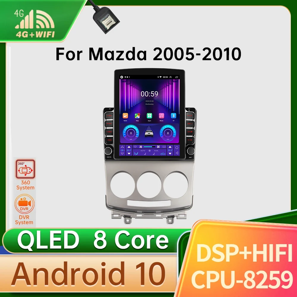 

Android 12 For Mazda 5 Car Radio 2005-2010 Multimedia Video Player Stereo Navigation Carplay GPS Auto Head Unit 4G WIFI 8 cores