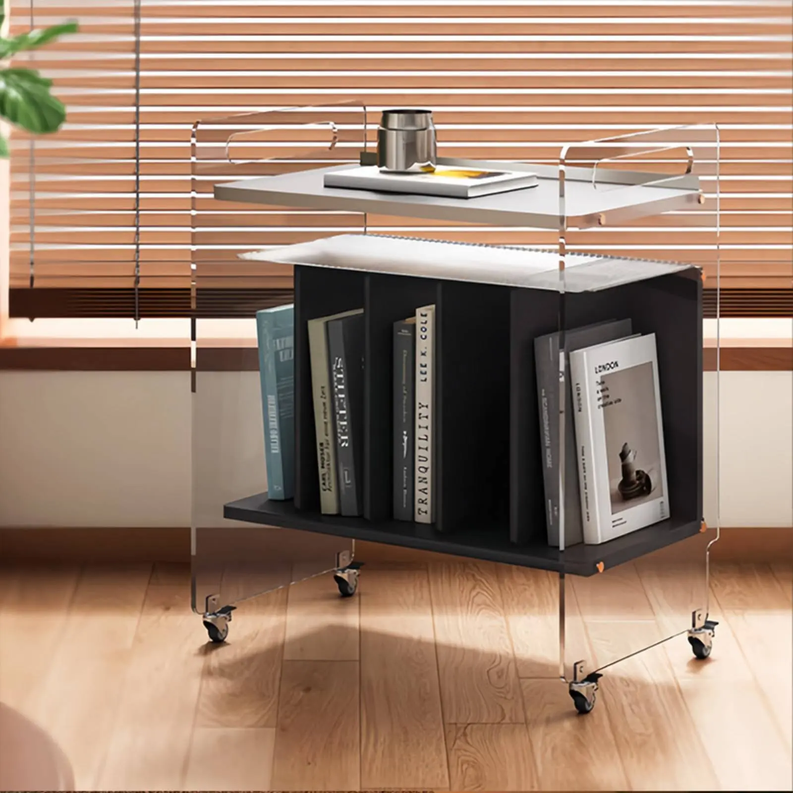 Picture 6: audio disc turntable cabinet with vinyl Storage Mobile Design 2-Tier Vinyl audio disc Table Multi-Functional Sturdy Construction