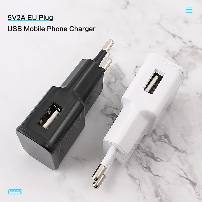 AC/DC Phone Charger Adapter Fast Charging USB Port 5V 2A Power Supply Charger 5 Volt Adapter EU Plug TravelFor Mobile Phone IPAD