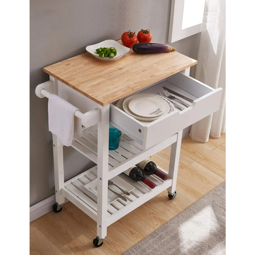 

Small convenient kitchen island trolley, 15.7 "deep x 25.6" wide x 33 "high, white, free shipping