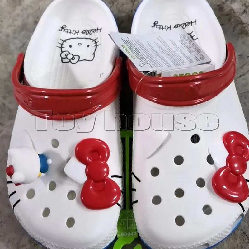 New Sanrio Hello Kitty Hole Sandals Slippers Kt Cat Sandals Kawaii Eva Anime Home Beach Shoes Summer Slippers Adult Kids Gifts