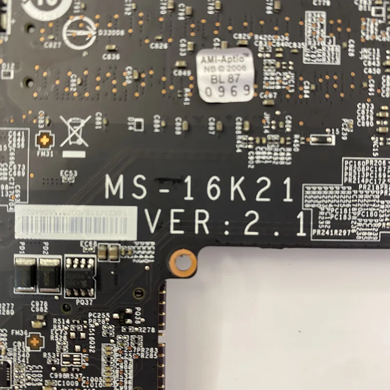 

MS-16K21 VER.2.1 Mainboard For MSI Laptop Motherboard With I7-6700HQ/I7-7700HQ CPU N17E-G1-A1 GTX1060 100% Tested Working Well