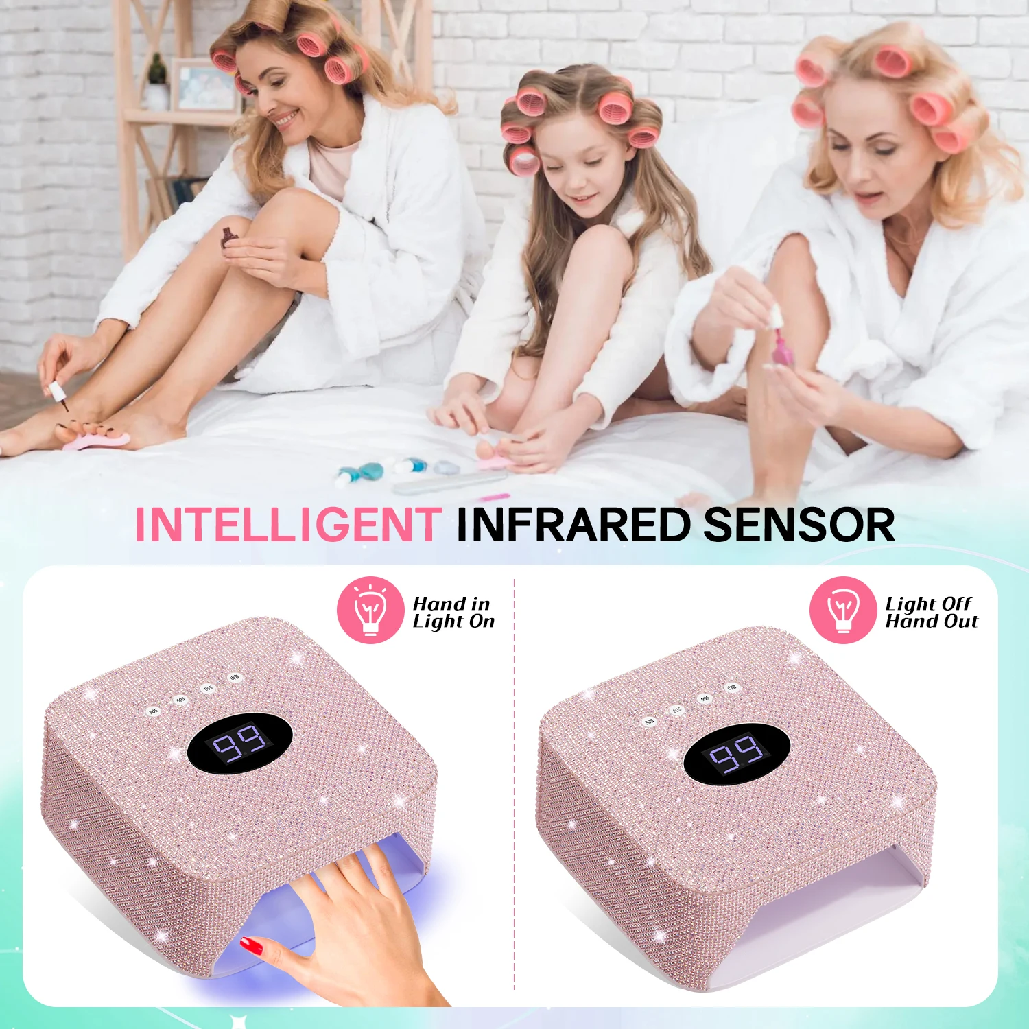 Professionelle wiederaufladbare UV-LED-Nagellampe, kabellose Nagelhärtungslampe mit automatischem Sensor für Fingernägel und Zehennägel im Heimsalon