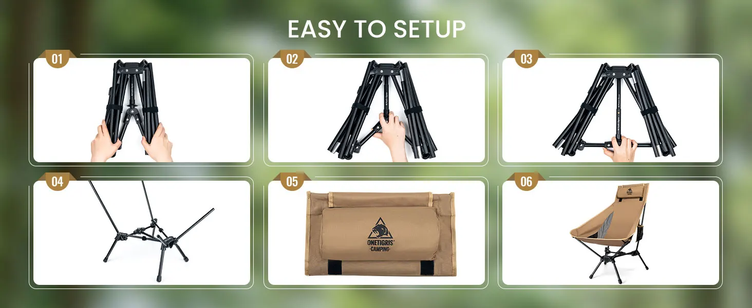 OneTigris Tigerblade Klappbarer Campingstuhl 330LB Übergroßer Tragbarer Outdoor-Stuhl zum Angeln, Wandern, Backpacking, Garten- und Picknickgebrauch – Detail 5