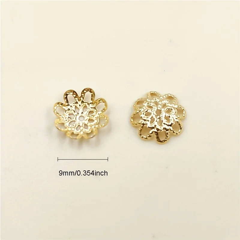 200Pcs 10MM Hollow Flower Metal Bead Caps DIY Bead Connectors Fashionable Jewelry Findings Accessories