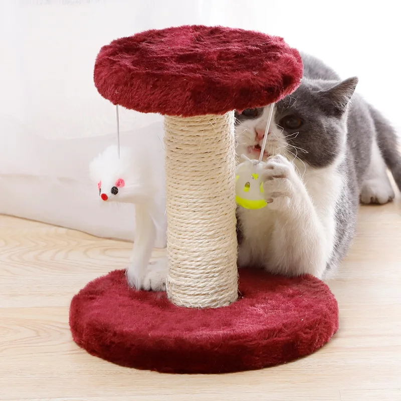 Cat Climbing Frame Scratching Post Sisal Rope Tree Grind Claw Jumping Platform Scratcher Pole Furniture with Mouse Ball Toy