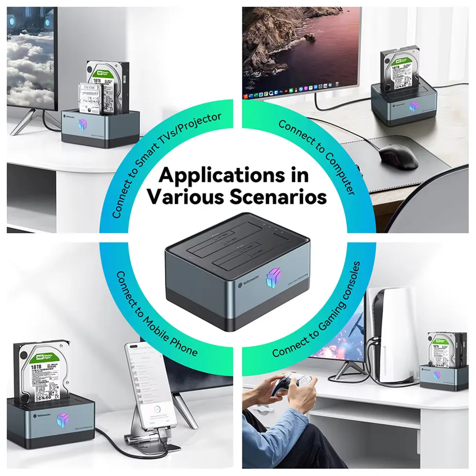 Yottamaster 2.5/3.5 inch HD Case USB Docking Station Hard Drive Disk Clone Housing Box Dual Bay SATA SSD HDD External Enclosure
