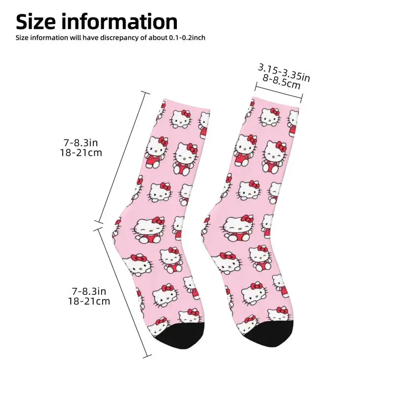 Hello Kitty Pattern Crew Socks for Men, Unisex Novidade 3D Printing, Sanrio Dress Socks