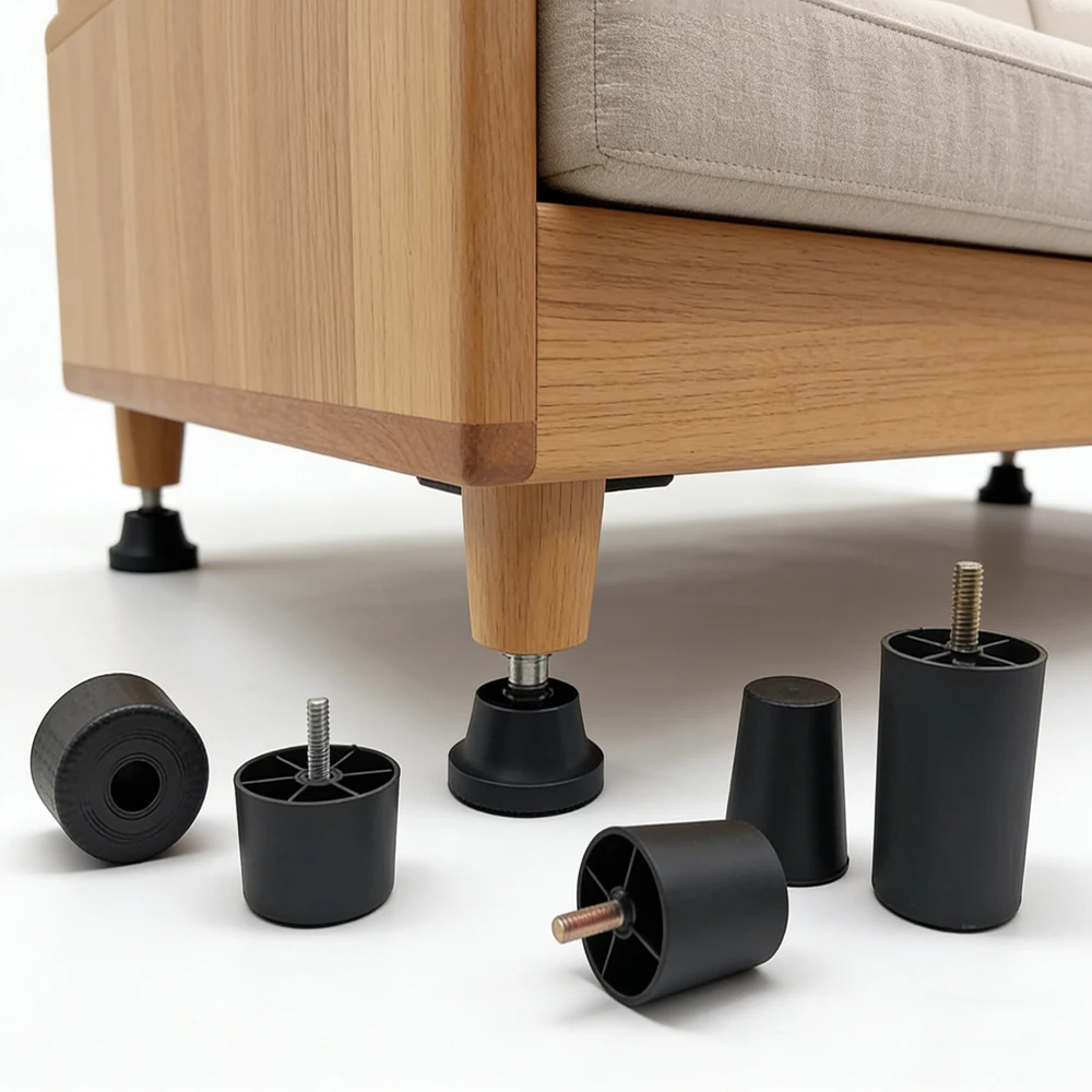 Dia 24-58mm PE Plastic Heavy Duty Adjustable Leveling Feet Furniture Leg Levelers for Table Chair Shock-Absorb Anti Slip