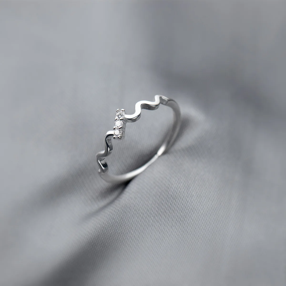 RYJU-anillo ajustable de Plata de Ley 925 con ondas de circón para mujer, joyería romántica, accesorios minimalistas, regalo de fiesta