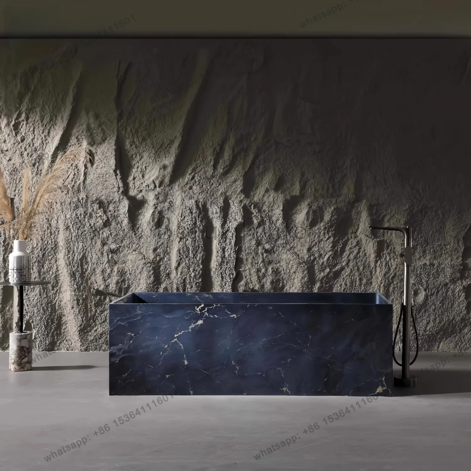 Onehappy Freestanding Artificial Stone Bathtub Marble Texture One Piece Molding Heat