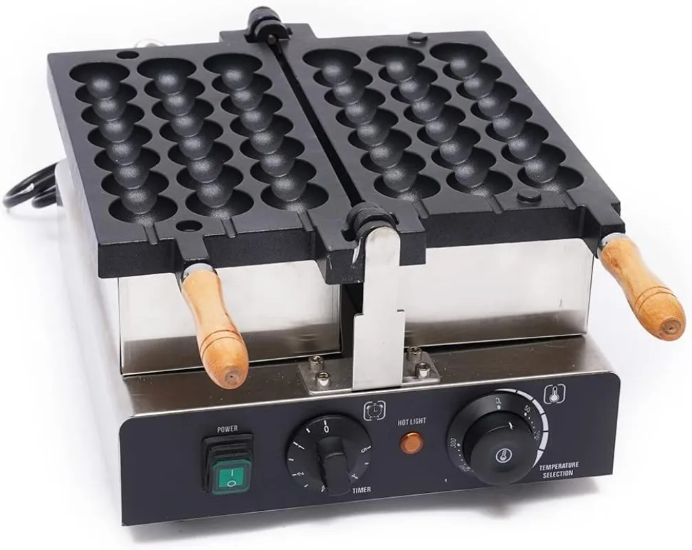 Commercial Waffle Skewer Maker 1600W 3-Grid Nonstick Electric Bubble Waffle Ball Machine Double-heating Stainless Steel Bubble